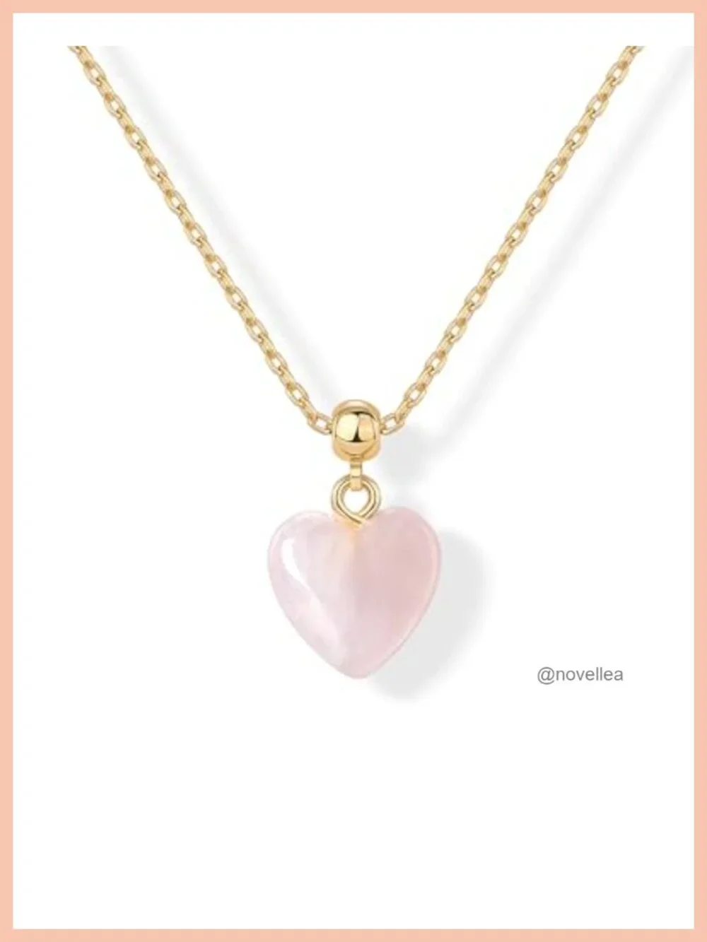 14K Gold Plated Rose Quartz Heart Pendant Necklace - Dainty Gemstone Charm,